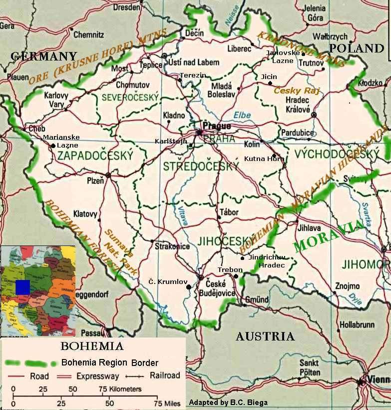 Bohemia Map. Bohemia is a
