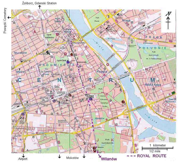 Warsaw Map. Warsaw is located on the river Vistula, in the center of Poland.